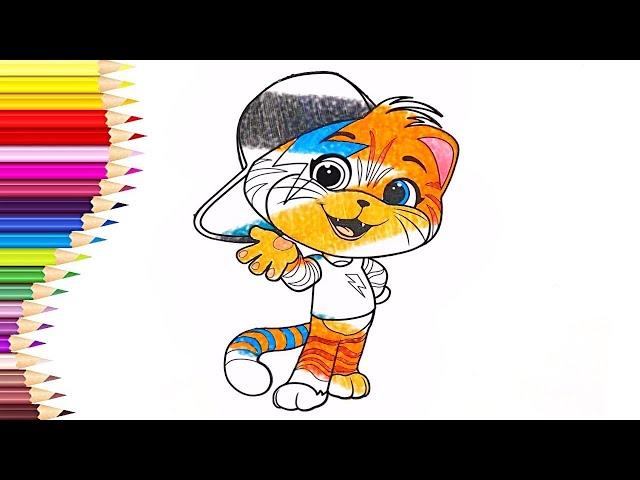 Coloring Lampo from 44 Cats | How to Color