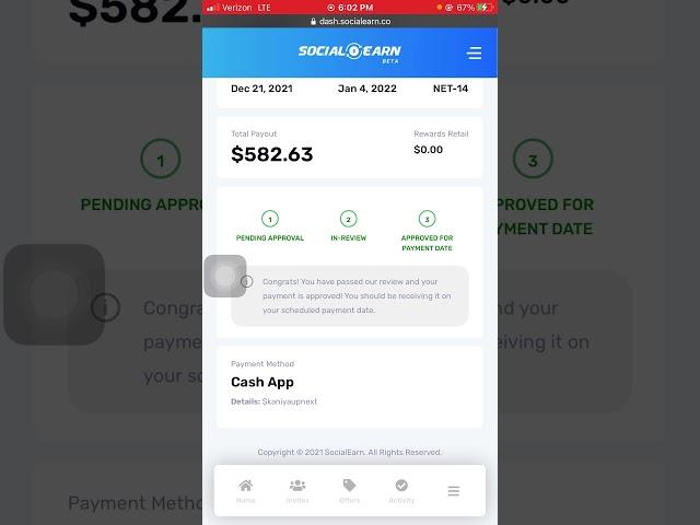 Cashing out on social earn i cashed out is social app legit?