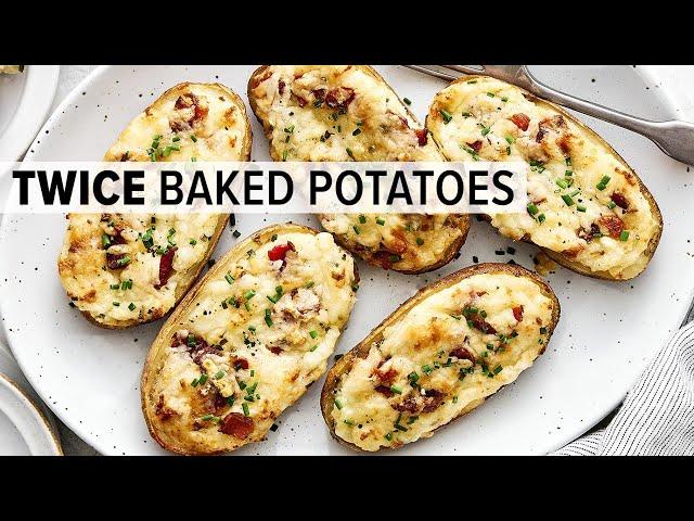 TWICE BAKED POTATOES | Potatoes with a Cheesy, Bacon and Chive Filling!