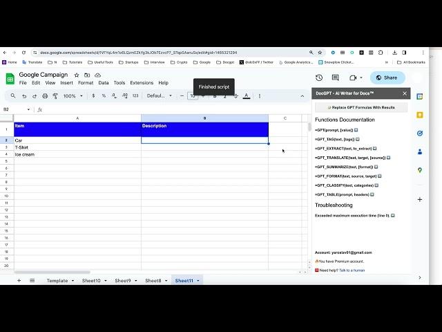 How to use ChatGPT for Google Sheets