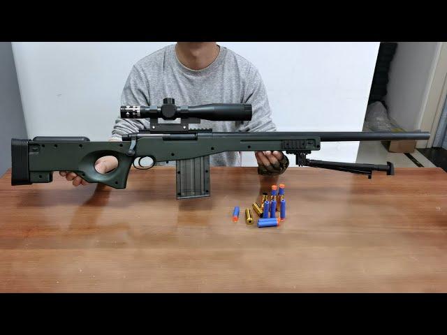 AWM Shell Ejection Soft Bullet Toy Gun Unboxing 2023 - Realistic Sniper Rifle Gun