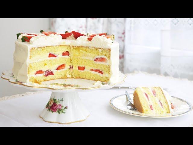 Elegant Italian cake with strawberries - light, delicate and pleasant