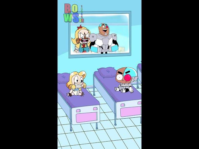 BABY MISS DELIGHT VS BABY CYBORG Bowser12345 #teentitansgo #poppplaytime #missdelight #shorts