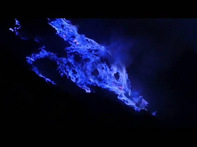 Kawah Ijen: blue fire from burning sulfur