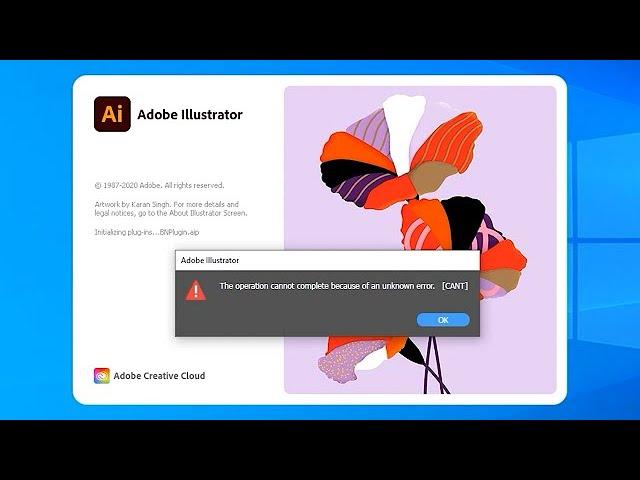 حل مشكلة the operation cannot complete because of an unknown error cant برنامج  Adobe illustrator