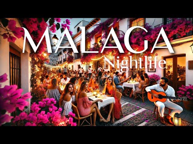 MALAGA  Spain- NIGHTLIFE 2024 Costa del Sol 4K Video