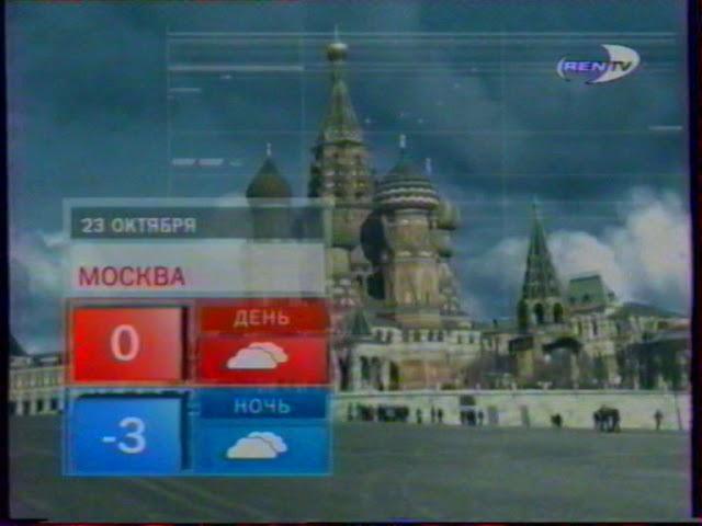 Фрагмент прогноза погоды и окончание программы «24» (Ren-TV, 22.10.2003)