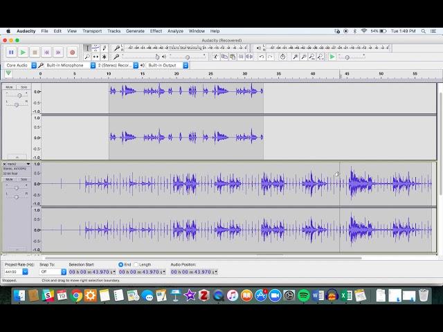 Splitting Clips and Crossfading in Audacity