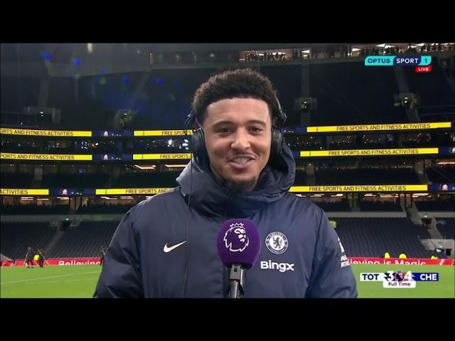 Jadon Sancho Post Match INTERVIEW Tottenham 3   4 Chelsea