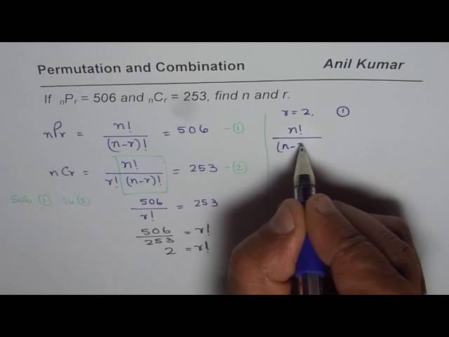 Find n and r with Permutation Combination Algebra IB SL MAths