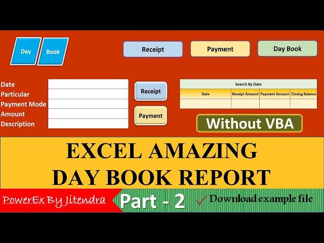 How to Create Day Book Report in Excel in Hindi Step by Step Part - 2