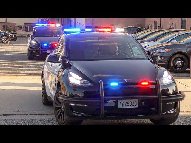 *TESLA POLICE CARS* South Pasadena Police Responding Code 3