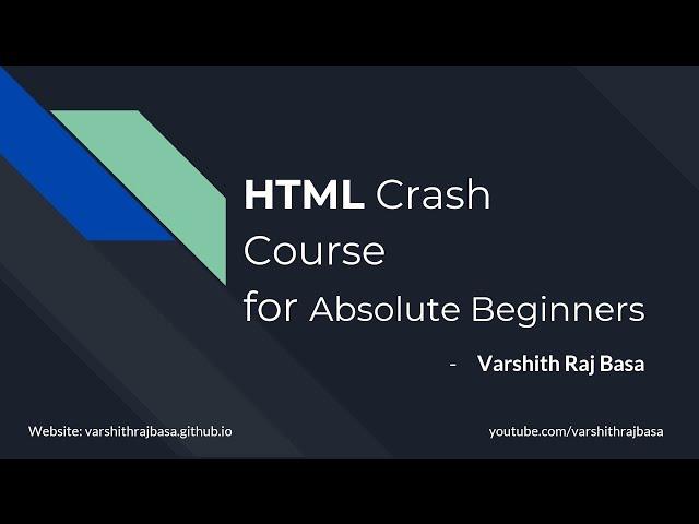 HTML Crash Course For Absolute Beginners 2021