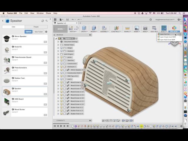 OpenBOM: Fusion 360 one button-click Bill of Materials