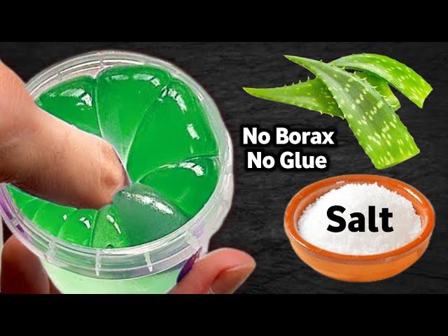 How to make Water Slime without Glue or Borax 2 Ingredients No Glue No Borax Aloe Vera & Salt Slime