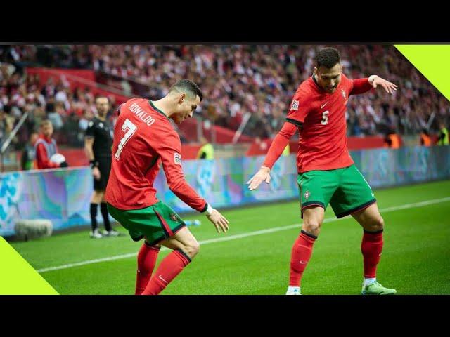 Ronaldo Slicing My Haters New celebration With Diogo Dalot After He Scored Against Poland 