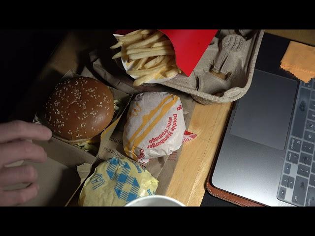 ASMR - MCDONALDS BIG MAC, JUNIOR CHICKEN, AND FRIES  EATING SOUNDS