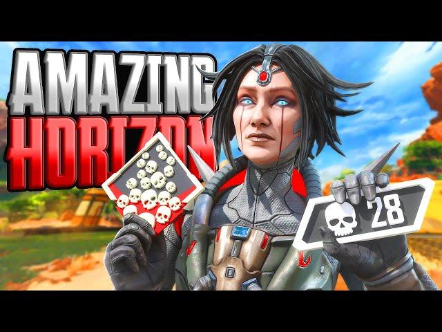 AMAZING Horizon 28 KILLS and 7,400 Damage Apex Legends Gameplay