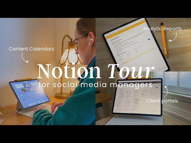 NOTION TOUR  Hub for Freelance Social Media Managers, Client Portal, Content Calendars for social