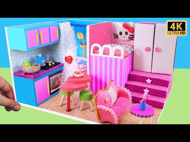 How to Build Easy Miniature Cardboard House with Kitchen, Bedroom and Bathroom ️