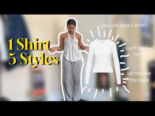 styling 1 long-sleeve shirt, 5 different ways tutorial!!! (yes i’ll be turning around)