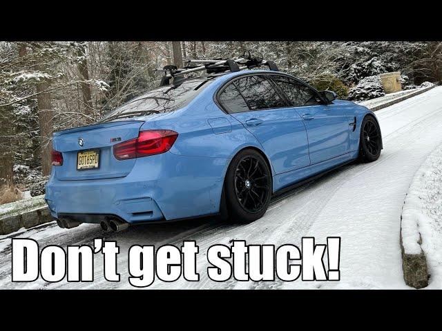 How to drive a BMW M3 in the snow and not get stuck! (or any rwd sports car really...)