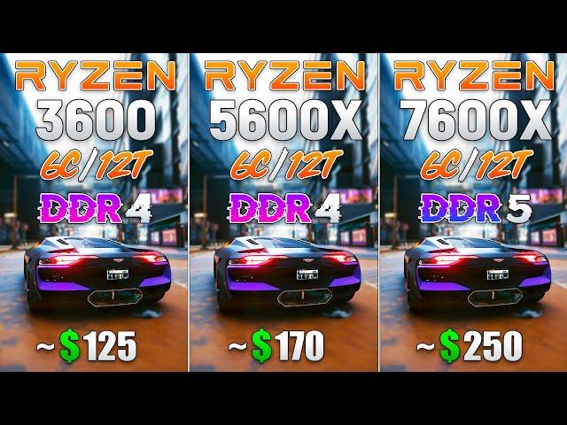 Ryzen 5 3600 vs Ryzen 5 5600X vs Ryzen 5 7600X - Test in 8 Games