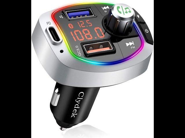 Clydek Bluetooth FM Transmitter, Car Bluetooth Adapter/Radio Transmitter with 6 Color LED-Backlit,