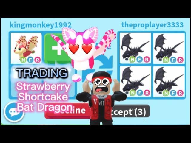 Trading a NEON STRAWBERRY BAT DRAGON (AdoptMe) + VOICE REVEAL SURPRISE GIVEAWAY