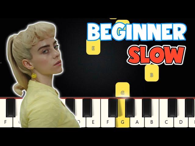 What Was I Made For? - Billie Eilish | Slow Beginner Piano Tutorial | Easy Piano