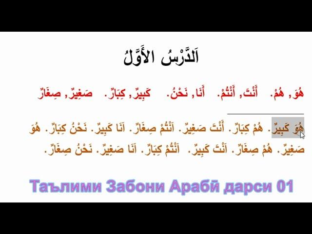 Таълими Забони Араби 01. آموزش زبان عربی. Learn Arabic Language. Обучение арабскому языку