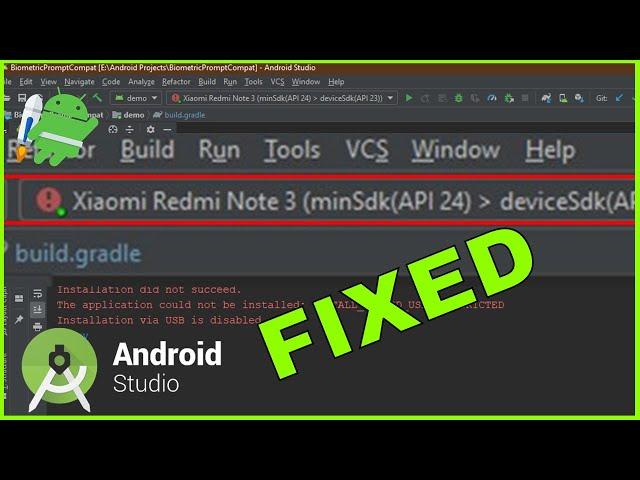 The application could not be installed INSTALL_FAILED_USER_RESTRICTED | Android Studio error