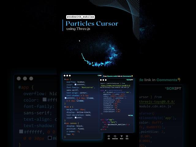 Particles Cursor using ThreeJs #css #coding #cursor #threejs #Website