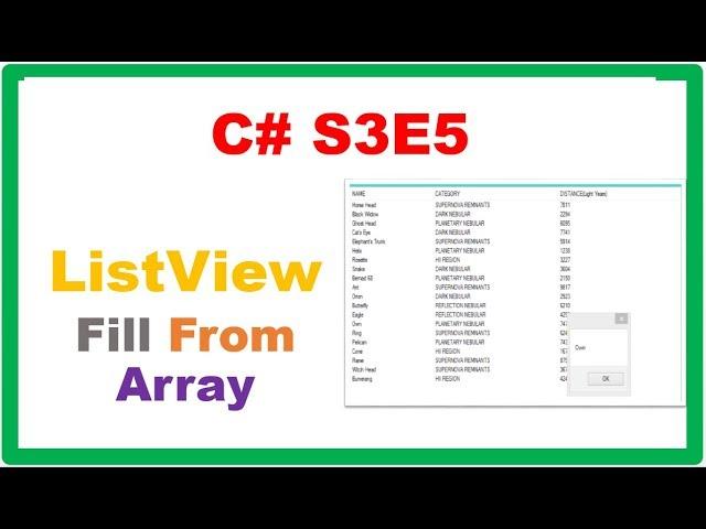 C# S3E5 :  ListView - Fill From Array