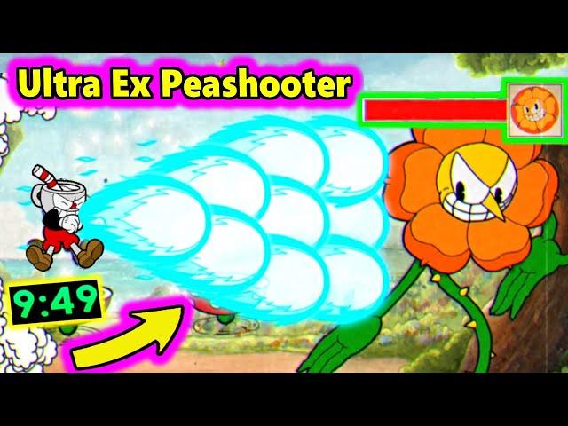 Cuphead + DLC - All Bosses Speedrun Using Ultra Ex Peashooter (Healthbars Included)