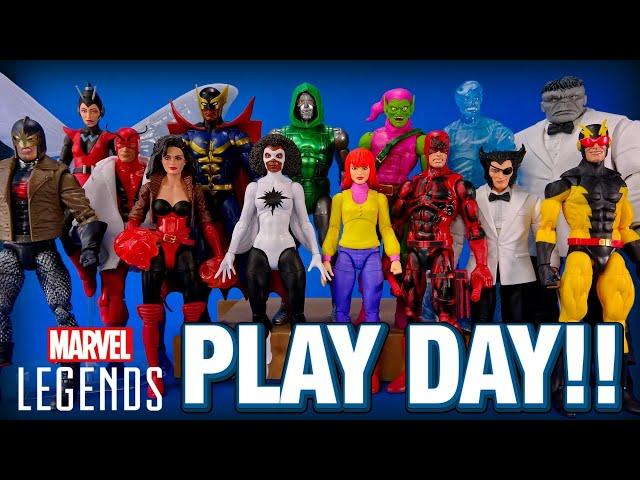 Marvel Legends Play Day! Wolverine Hulk Daredevil Avengers Spider Man Dr Doom Squadron Supreme more!