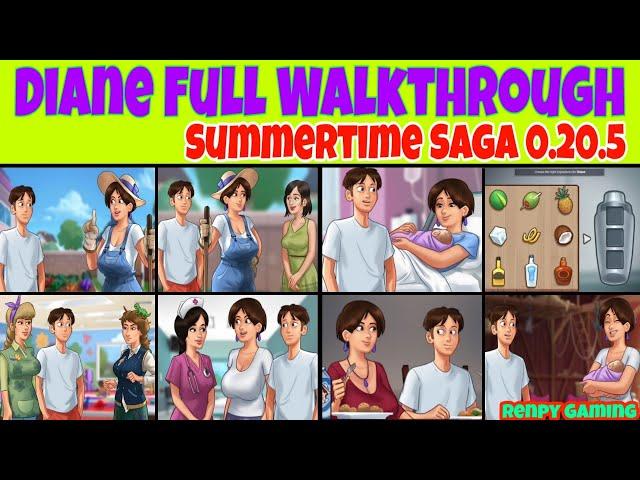 Diane Full Walkthrough Summertime Saga 0.20.5 || Diane Complete Storyline