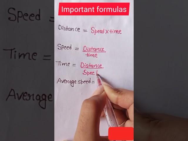 Important formulas of #speed #Distance and #time #shorts