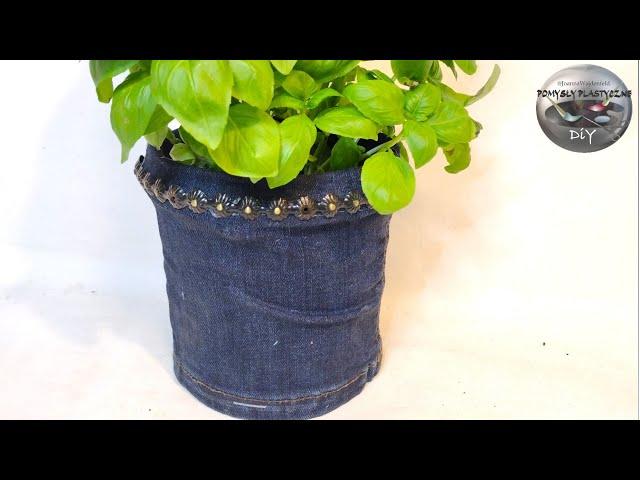 ​How to make a jeans flowerpot out of a bucket - DiY Art Ideas