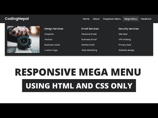 Responsive Mega Menu and Dropdown Menu using only HTML & CSS (Part -2)