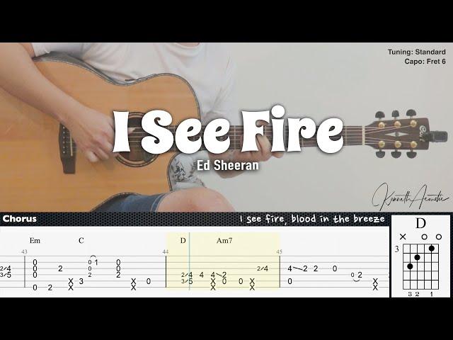 I See Fire - Ed Sheeran | Fingerstyle Guitar | TAB + Chords + Lyrics