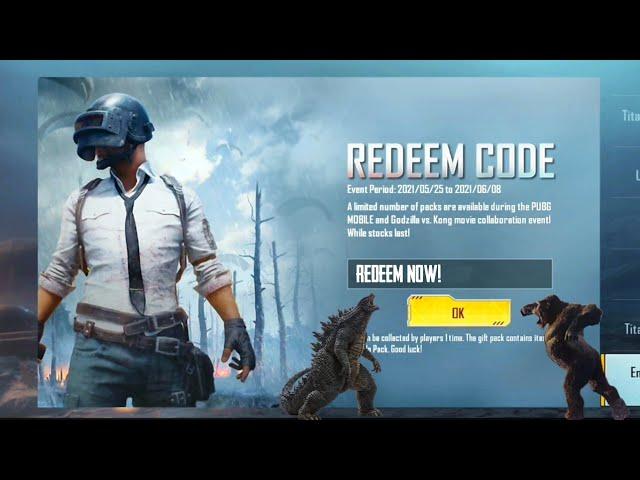 PUBG Mobile Redeem Codes | Godzilla vs Kong | May 2021 | #Pubgmobile #Redeem