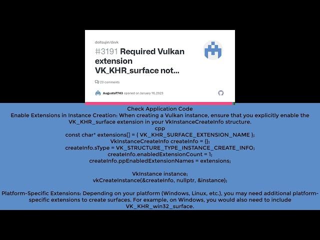Installed Vulkan doesn't implement the VK KHR surface extension