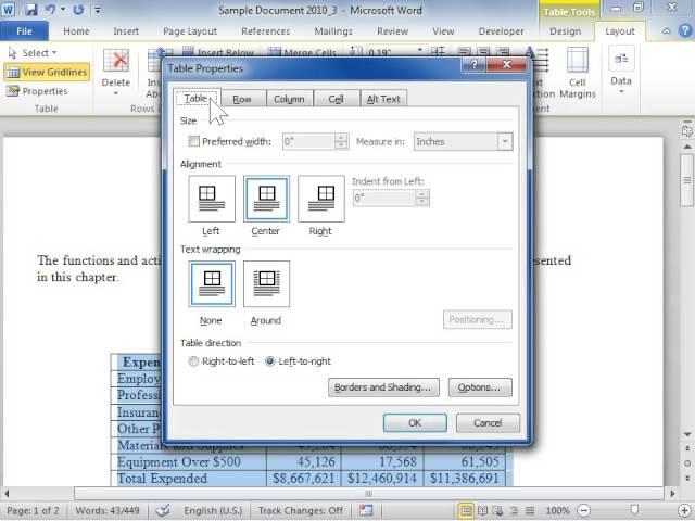 Change the Text Alignment in a Table - Word 2010