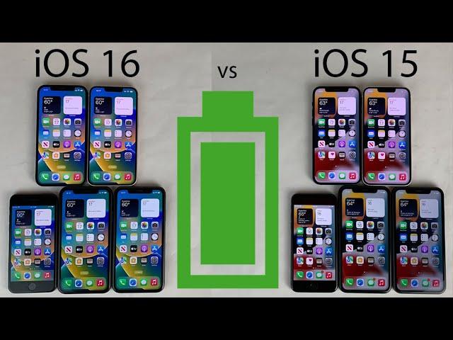 iOS 16 vs iOS 15 BATTERY Test on iPhone 13, 12, 11, XR, & 8