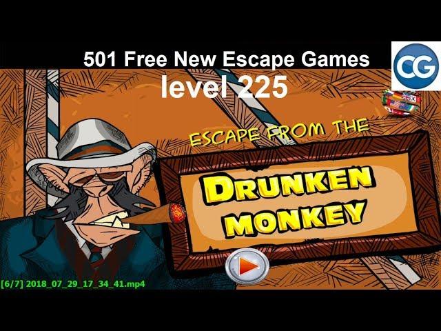 [Walkthrough] 501 Free New Escape Games level 225 - Escape from the drunken monkey - Complete Game