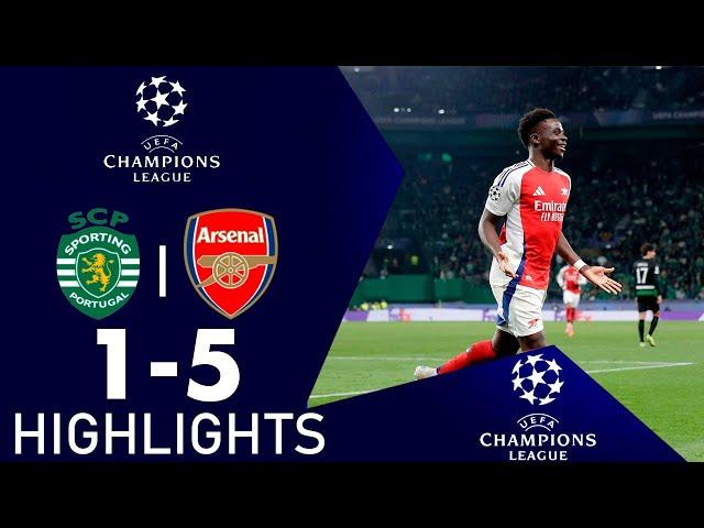 Bukayo Saka PENALTY GOAL | Sporting vs Arsenal 1-5 Highlights | Champions League 2024/25