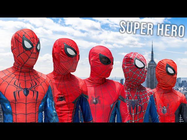 5 RED SPIDER-MAN Bros || No No No , Today is RED COLOR DAY !! ( Red Food , Red Nerf Gun ... )