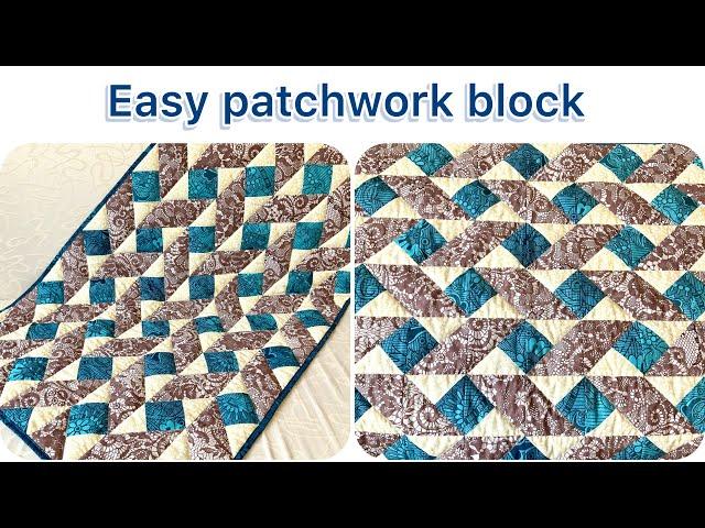 Easy Patchwork Block. For Beginners. Easy Patchwork Quilt Pattern. Patchwork Design.