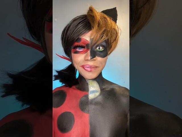 Lady Bug vs Cat Noir  #Makeupinspired #ladybug #catnoir #miraculous #sfxmua #shorts #pachie2323